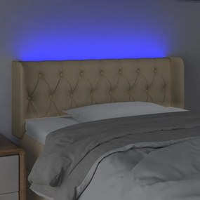 Tablie de pat cu LED, crem, 93x16x78 88 cm, textil 1, Crem, 93 x 16 x 78 88 cm