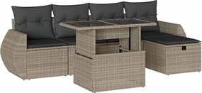 vidaXL Set canapele de grădină cu perne, 6 piese gri deschis poliratan