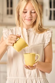 Cana din ceramica galbena cu caneluri MYNTE LEMONADE
