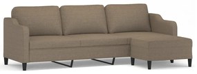 3153526 vidaXL Canapea cu 3 locuri și taburet, taupe, 210 cm, textil