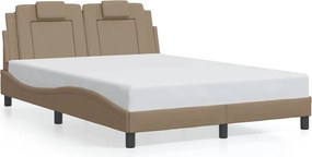 vidaXL Cadru de pat, Viana, fără saltea, cappuccino, 140x190 cm, piele ecologică
