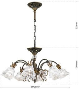 Candelabru cristal design lux LA BOHEME D-72cm 8L old patina