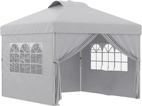 Outsunny Pavilion Pliabil cu Înălțime Reglabilă, Ușă, 2 Ferestre și Geantă de Transport, 297x297x284 cm, Gri Deschis | Aosom Romania