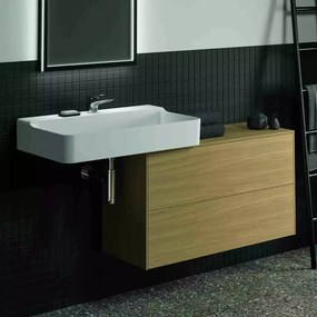 Dulap baza suspendat Ideal Standard Atelier Conca 2 sertare cu blat 100 cm finisaj stejar deschis