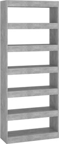 811731 vidaXL Bibliotecă/Separator cameră, gri beton, 80x30x198 cm, PAL