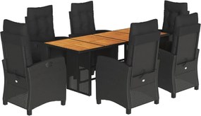 vidaXL Set mobilier de grădină cu perne, 7 piese, negru, poliratan