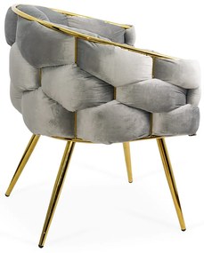 Scaun living gri deschis din catifea cu cadru metalic BUC 251
