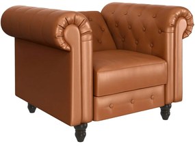 Fotoliu maro coniac chesterfield cu tapițerie din imitație de piele Felix – Støraa