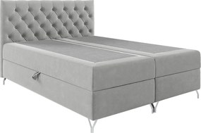 Pat cu boxspring, 160x200, ţesătură gri deschis Velvet, GULIETTE + cadou