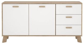 Comodă albă-în culoare naturală cu aspect de lemn de stejar 147x73x39 cm Ikast – Tvilum