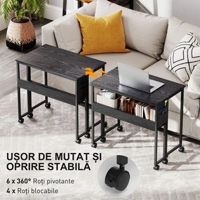 HOMCOM Birou Pliant 80cm Depozitare Negru | Aosom Romania