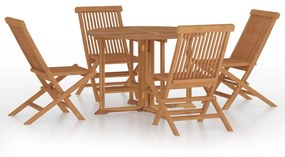 3096571 vidaXL Set de mobilier de exterior pliabil, 5 piese, lemn masiv de tec