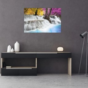 Tablou cu Erawan cascadă în pădure (90x60 cm)