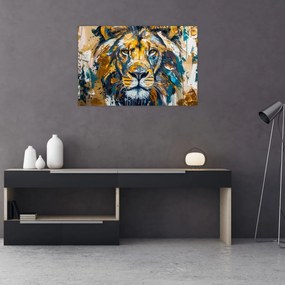 Tablou - pictură în ulei abstractă cu leu (90x60 cm)