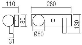 Redo 01-4663 - Aplică LED de perete NORMA, 5W/230V + 3W LED CRI 90, USB, negru