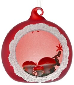 Set 2 ornamente brad din sticla Red Mushrooms 8 cm