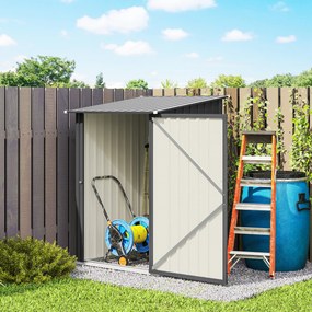 Outsunny Căsuță de Grădină 0,92m² din Oțel Galvanizat, Depozit pentru Unelte cu Ușă Blocabilă și Acoperiș Înclinat, 100x104x160 cm, Gri Închis | Aosom Romania