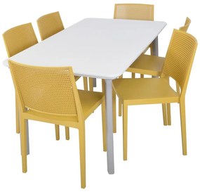 Scaun de grădină galben din plastic Grid – Rojaplast