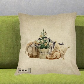 Perna Decorativa Colt Cozy de Craciun Boho, 40x40 cm, Crem, Husa Detasabila, Perna Inclusa, BEKZ®