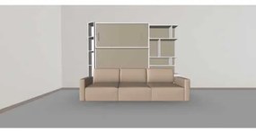 Set pat rabatabil dublu cu somiera inclusa,canapea cu 3 locuri si biblioteci - ROYAL XL 160 ELEGANCE Set (160X200)