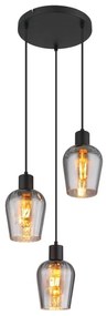 Lustra suspendata design modern RYAN 3L negru/fumuriu