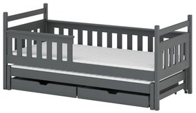 Pat pentru copii 90 x 190 cm DORIA (cu somieră și sp. depozitare) (grafit). Promo -10%. 1013074