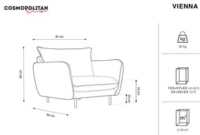 Fotoliu albastru deschis cu tapițerie din catifea Vienna – Cosmopolitan Design