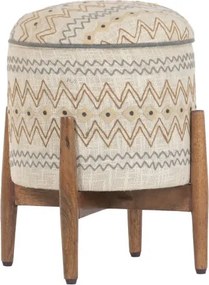 Taburet din lemn de mango cu broderie manuala " Brodery "