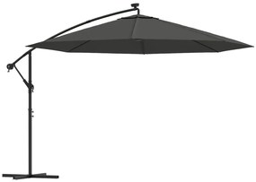 Umbrela de consola cu LED si stalp de metal, antracit, 350 cm Antracit, 350 cm