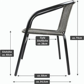 Set de scaune de grădină, stivuibile, gri închis, 2 buc