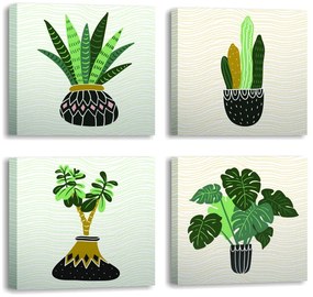 Tablouri 4 buc. 30x30 cm Plants – Wallity