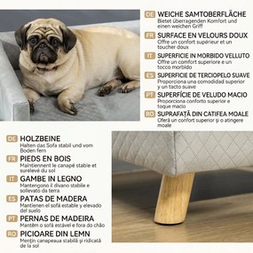PawHut Canapea pentru Câini și Pisici cu Pernă, Culcuș pentru Animale din Catifea și Lemn, 64x45x36 cm, Gri | Aosom Romania