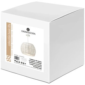 Lustră albă cu abajur din bambus ø 35 cm – Casa Selección