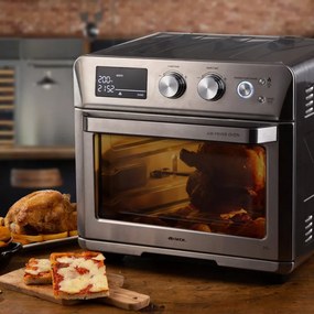 Friteuza cuptor cu aer cald Ariete 4629/11, 1700W, 25 L, 15 programe, Pana la 230°C, Afisaj digital, Cos rotativ, Inox