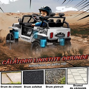 AIYAPLAY Mașină Electrică pentru Copii 3-6 Ani Off-road 12V cu Telecomandă Alb | Aosom Romania