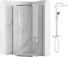 Pachet cabina de dus Rea Axin crom 90x90 si coloana de dus Grohe Vitalio Start crom