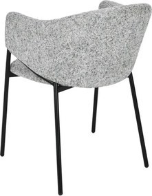 Set de 2 scaune aspect retro, Metal Negru, Chenille Gri, NOBLESSE A-47577 VC