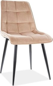 Scaun tapitat stofa CHIC, bej, catifea/metal, 50x58x88 cm