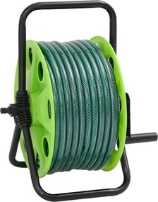 vidaXL Tambur pentru furtun autonom, verde, cu furtun PVC de 30 m