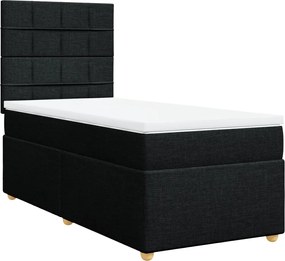 vidaXL Pat box spring cu saltea, negru, 90x190 cm, textil