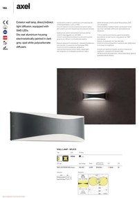 Redo 90126 - Aplică LED de perete pentru exterior AXEL, 7W, 230V, 3000K, IP65, antracit