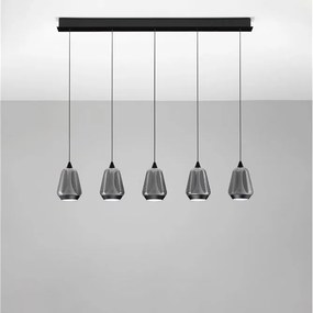 Lustra moderna cu 4 pendule LED, Metal, Sticla, Fumuriu, ALISH