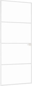 vidaXL Ușă de interior alb 83x201,5 cm sticlă securiz. / aluminiu slim
