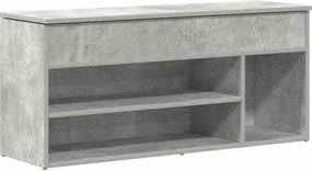 vidaXL Bancheta pantofar, gri beton, 102x30,5x45 cm, lemn prelucrat