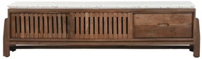 Comoda TV, natur, din lemn de acacia si blat din terrazzo, Brione