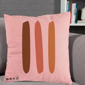 Perna Decorativa Abstract Linii Terracotta, 40x40 cm, Roz, Husa Detasabila, Perna Inclusa, BEKZ®