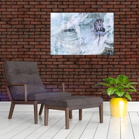 Tablou - Frescă florală pe un perete de cărămidă (90x60 cm)