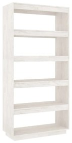 810895 vidaXL Bibliotecă/Separator cameră, alb, 80x35x167 cm, lemn masiv pin