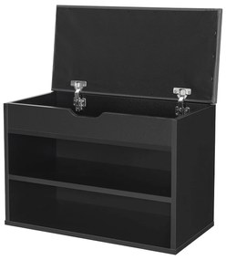 Suport pantofi cu capac rabatabil și șezut căptușit 60 x 30 x 44 cm negru