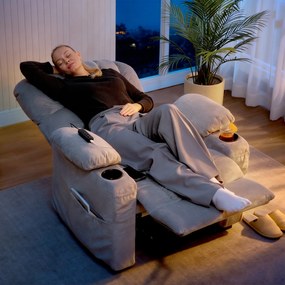 HOMCOM Fotoliu Relax Electric Reclinabil 150° cu Suport pentru Picioare, Șezut Lat, Silențios, Catifea, Gri | Aosom Romania